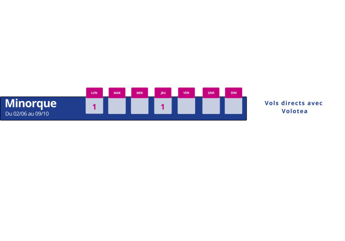 programme vol montpellier minorque