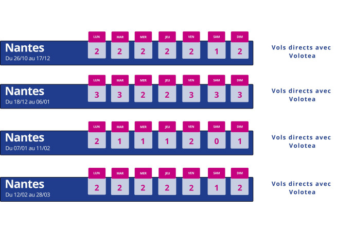 Programme des vols hiver 2025 Montpellier Nantes